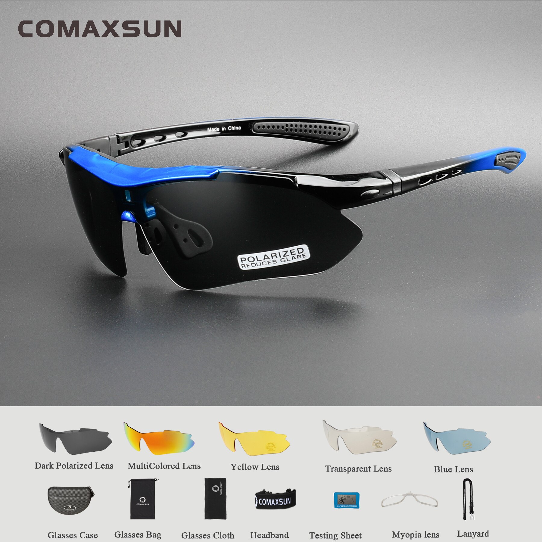 COMAXSUN Professional Polarized Cycling Glasses   ߿   ۶ UV 400 5  TR90 2 Ÿ